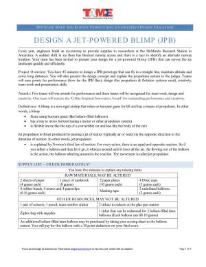 Design a Jet-Powered Blimp (Jpb)