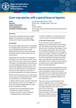 Cover Crop Species, with a Special Focus on Legumes