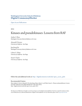 Kinases and Pseudokinases: Lessons from RAF Andrey S