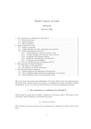 Tarski's Theory of Truth