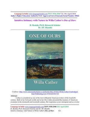 Intuitive Intimacy with Nature in Willa Cather's One of Ours