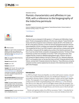 Floristic Characteristics and Affinities in Lao PDR, with a Reference to the Biogeography of the Indochina Peninsula