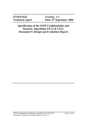 6 September 2006 Specification of the 3GPP Confidentiality And