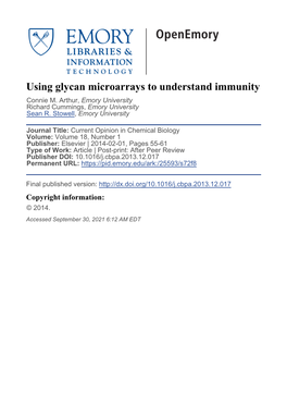 Using Glycan Microarrays to Understand Immunity Connie M