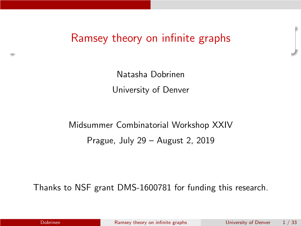 Ramsey Theory on Infinite Graphs