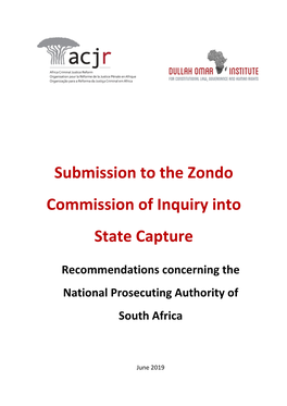 Submission to the Zondo Commission of Inquiry Into State Capture