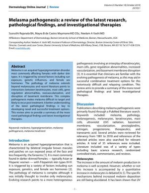 Melasma Pathogenesis: a Review of the Latest Research, Pathological Findings, and Investigational Therapies