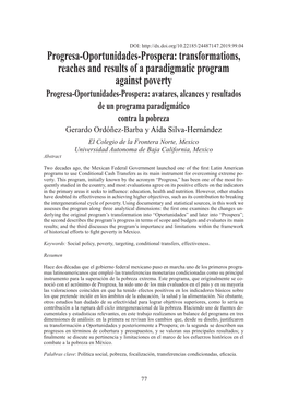 Progresa-Oportunidades-Prospera: Transformations, Reaches and Results of a Paradigmatic Program