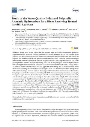 Study of the Water Quality Index and Polycyclic Aromatic Hydrocarbon for a River Receiving Treated Landﬁll Leachate