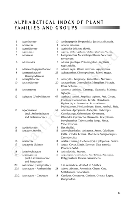 Alphabetical Index of Plant Families and Groups