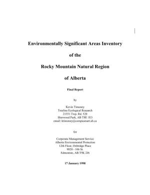 Environmentally Significant Areas Inventory of The
