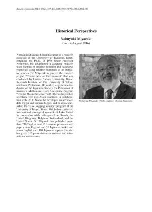 Historical Perspectives Nobuyuki Miyazaki (Born 4 August 1946)