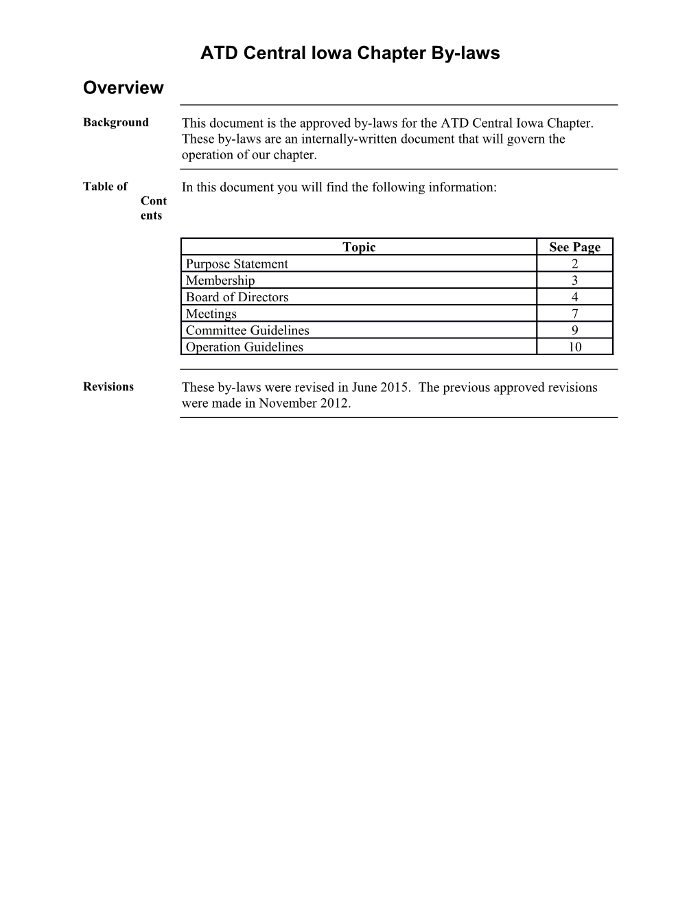 ATD Central Iowa Chapter By-Laws