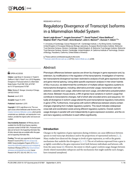 Regulatory Divergence of Transcript Isoforms in a Mammalian Model System