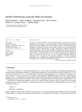 Parallel Redistancing Using the Hopf–Lax Formula