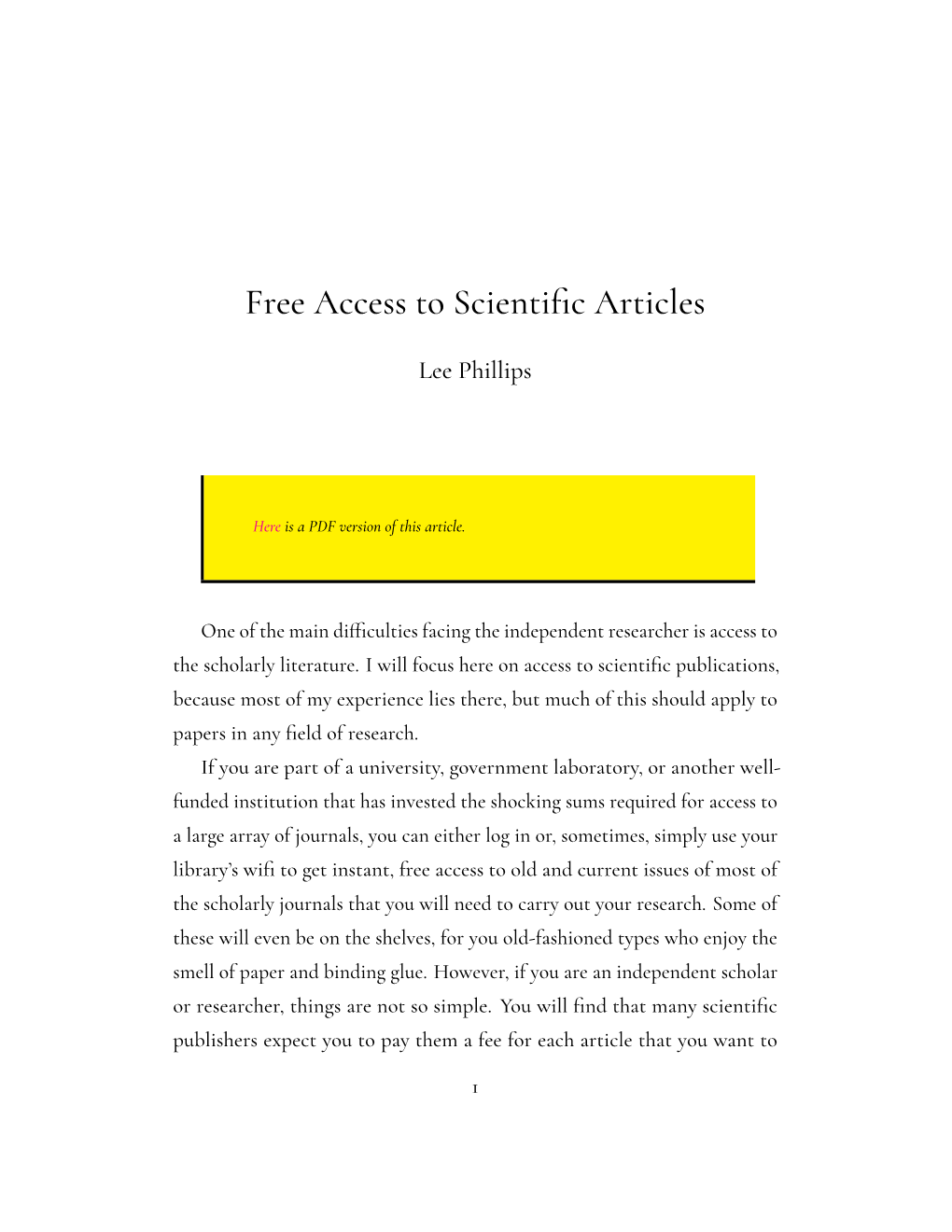 how to access scientific articles for free