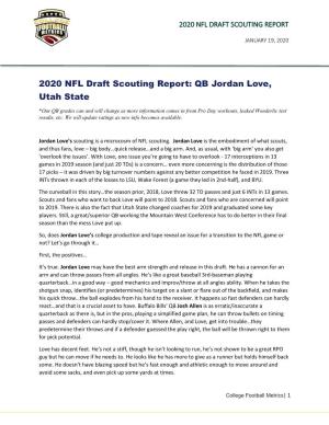 2020 NFL Draft Scouting Report: QB Jordan Love, Utah State