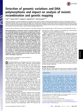 Detection of Genomic Variations and DNA Polymorphisms and Impact on Analysis of Meiotic Recombination and Genetic Mapping