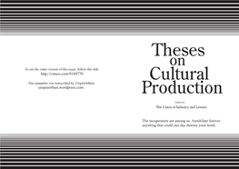 Theses Cultural Production