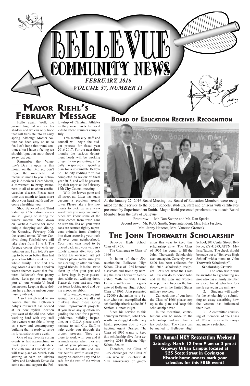 Mayor Riehl's February Message FEBRUARY, 2016 VOLUME 37, NUMBER 11