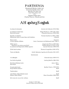 Parthenia Habsburg Program Texts NYEMC 2015