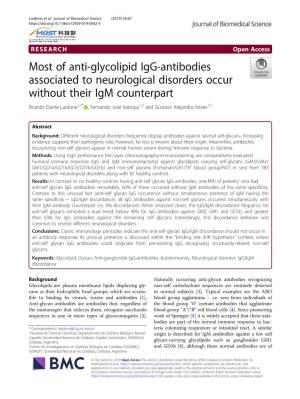 Most of Anti-Glycolipid Igg-Antibodies Associated to Neurological