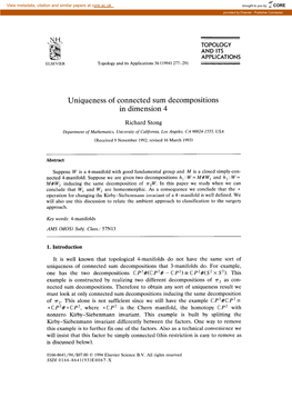 Uniqueness of Connected Sum Decompositions in Dimension 4