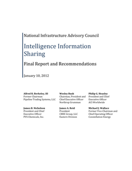 NIAC Intelligence Information Sharing Study