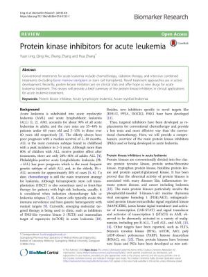 Protein Kinase Inhibitors for Acute Leukemia Yuan Ling, Qing Xie, Zikang Zhang and Hua Zhang*