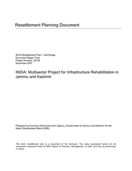 Multisector Project for Infrastructure Rehabilitation in Jammu and Kashmir