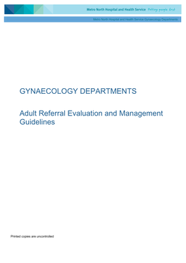 Gynaecology Departments Adult Referral Evaluation And