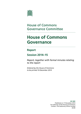 House of Commons Governance Committee