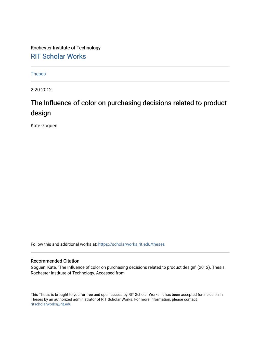 The Influence of Color on Purchasing Decisions Related to Product Design