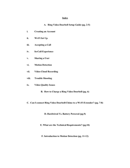 Index A. Ring Video Doorbell Setup Guide