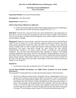 2019 NOAA/AOML/HRD Hurricane Field Program - IFEX