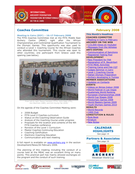 FITA INFO Newsletter February 2008 Coaches Committee CALENDAR