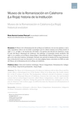 Museo De La Romanización En Calahorra (La Rioja): Historia De La Institución