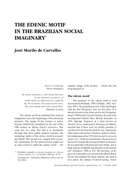 The Edenic Motif in the Brazilian Social Imaginary*