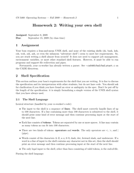 Homework 2: Writing Your Own Shell