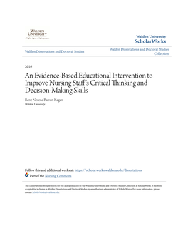 An Evidence-Based Educational Intervention to Improve Nursing Staff's Critical Thinking and Decision-Making Skills