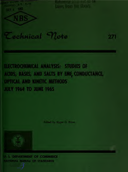 Studies of Acids, Bases, and Salts by EMF, Conductance, Optical And