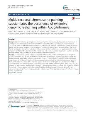 Multidirectional Chromosome Painting Substantiates the Occurrence of Extensive Genomic Reshuffling Within Accipitriformes Wenhui Nie1*, Patricia C
