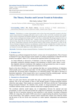 The Theory, Practice and Current Trends in Federalism