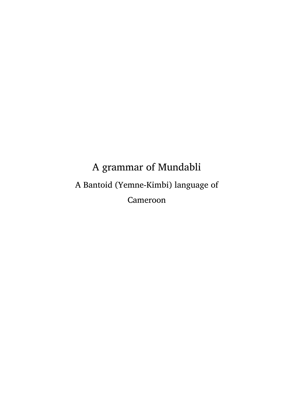 A Grammar of Mundabli