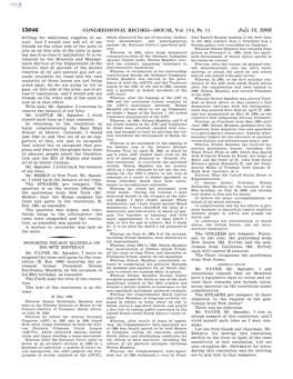 CONGRESSIONAL RECORD—HOUSE, Vol. 154, Pt. 11 July 15, 2008