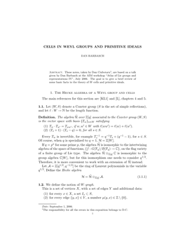 Cells in Weyl Groups and Primitive Ideals