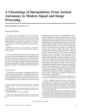 A Chronology of Interpolation: from Ancient Astronomy to Modern Signal and Image Processing