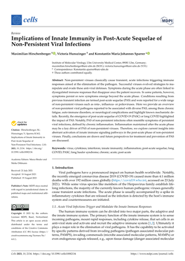 Implications of Innate Immunity in Post-Acute Sequelae of Non-Persistent Viral Infections