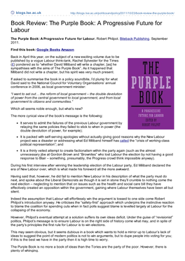The Purple Book: a Progressive Future for Labour