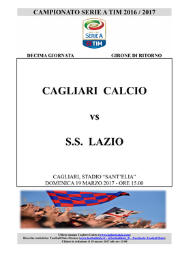 Tutto Su Cagliari-Lazio